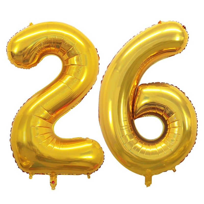GOER Number 26 Balloons for 26th Birthday Party Decorations,42 Inch Jumbo Foil Helium 62 Balloons for 62nd Birthday Party Decoration (Gold) - Image 1